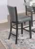 2pc Contemporary Glam Upholstered Counter Height Dining Side Chair Padded Plush Gray Fabric Upholstery Rich Black Color Wooden Furniture