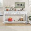 TREXM Rustic Entryway Console Table, 60" Long Sofa Table with two Different Size Drawers and Bottom Shelf for Storage (Antique White)