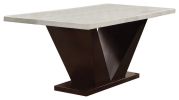 ACME Forbes Dining Table in White Marble & Walnut 72120