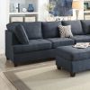 2pc Sectional Sofa Set Reversible Chaise Sofa Dark Blue Dorris Fabric Living Room Furniture Couch