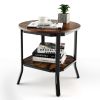 2-Tier Round End Table with Storage Shelf for Living Room