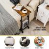 Adjustable C-shape Sofa Side Table with Storage Basket