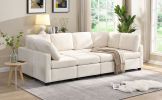 103" Sectional Sofa Couch Sofa Bed U-shaped Sofa with Two Movable Ottoman and Three USB Ports for Living Room, Beige