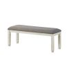 Antique White Finish 1pc 48-inch Bench Upholstered Seat Textured Fabric Wooden Dining Kitchen Furniture