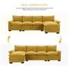 [VIDEO provided][New]118*55" Modern L-shaped Chenille Cloud Sofa with Double Seat Cushions,5-seat Upholstered Indoor Furniture