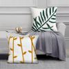 17 x 17 Inch 2 Piece Square Cotton Accent Throw Pillow Set, Leaf Embroidery, White, Green, Yellow