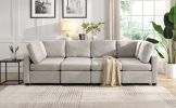 103" Sectional Sofa Couch Sofa Bed U-shaped Sofa with Two Movable Ottoman and Three USB Ports for Living Room, Grey