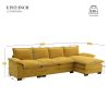 [VIDEO provided][New]118*55" Modern L-shaped Chenille Cloud Sofa with Double Seat Cushions,5-seat Upholstered Indoor Furniture