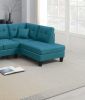 2-PCS SECTIONAL SET Living Room Furniture LAF Sofa And RAF Chaise Azure / Blue Color Linen Like Fabric Tufted Couch