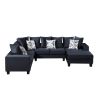 [VIDEO provided] [New] 110*85" Modern U Shape Sectional Sofa, Velvet Corner Couch with Lots of Pillows Included,Elegant and functional indoor furnitur