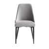 Modern Sleek Design Velvet Fabric Gray Side Chair Set of 2 Black Finish Metal Legs Dining Furniture