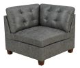 Living Room Furniture Antique Grey Modular Sectional 6pc Set Breathable Leatherette Tufted Couch 3x Corner Wedge 2x Armless Chairs and 1x Ottoman