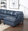 Genuine Leather Ink Blue Tufted 8pc Sectional Set 3x Corner Wedge 3x Armless Chair 2x Ottomans Living Room Furniture Sofa Couch