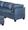 Genuine Leather Ink Blue Tufted 6pc Sectional Set 3x Corner Wedge 3x Armless Chair Living Room Furniture Sofa Couch