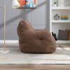 Soft Tufted Foam Bean Bag Chair With Teddy Fabric Coffee Brown