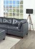 Contemporary Genuine Leather Black Tufted 6pc Modular Sectional Set 2x Corner Wedge 3x Armless Chair 1x Ottoman Living Room Furniture Sofa Couch