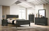 Classic Contemporary California King Size Bed Gray Louis Phillipe Solidwood 1pc Bed Bedroom Sleigh Bed