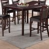 Dining Room Furniture Dark Brown Counter Height Dining Table w Butterfly Leaf 6x High Chairs Wooden Top 7pc Set Table Contemporary