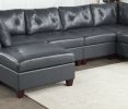 Genuine Leather Black Tufted 6pc Sectional Set 2x Corner Wedge 2x Armless Chair 2x Ottomans Living Room Furniture Sofa Couch