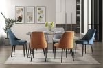 Modern Sleek Design Velvet Fabric Gray Side Chair Set of 2 Black Finish Metal Legs Dining Furniture