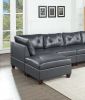 Genuine Leather Black Tufted 6pc Sectional Set 2x Corner Wedge 2x Armless Chair 2x Ottomans Living Room Furniture Sofa Couch