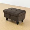 Dark Brown Flannel Living Room Sofa Ottoman