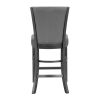 2pc Contemporary Glam Upholstered Counter Height Dining Side Chair Padded Plush Gray Fabric Upholstery Rich Black Color Wooden Furniture