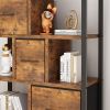 4-layer bookshelf with 3 high legs, particle board, iron frame, non-woven fabric, 80*30*103cm, black iron parts, black wood grain storage box, retro b