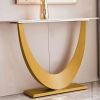 Modern Console Table, Exquisite shape design, Metal Frame with Adjustable foot pads for Entrance, Corridor, Living room & Office.(Gold)