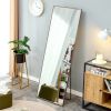 Brown Solid Wood Frame Full-length Mirror, Dressing Mirror, Bedroom Home Porch, Decorative Mirror, Clothing Store, Floor Mounted Large Mirror, Wall Mo