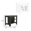 Kitchen Island Dozza, Three Shelves, Black Wengue / Light Oak Finish