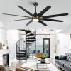 72 In.Antique Black Wooden Large Ceiling Fan With LED Light and Remote Control