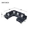 [VIDEO provided] [New] 110*85" Modern U Shape Sectional Sofa, Velvet Corner Couch with Lots of Pillows Included,Elegant and functional indoor furnitur