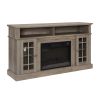 Classic TV Media Stand Modern Entertainment Console with 23" Fireplace Inset for TV Up to 65" with Open and Closed Storage Space, Gray Wash, 58.25"W*1