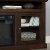 Contemporary TV Media Stand Modern Entertainment Console with 18" Fireplace Insert for TV Up to 65" with Open and Closed Storage Space, Brown, 60"W*15