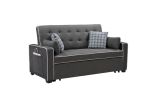 Austin 75" Modern Gray Fabric Sleeper Sofa with 2 USB Charging Ports and 4 Accent Pillows