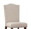 Classic Cream Upholstered Cushion Chairs Set of 2pc Counter Height Dining Chair Nailheads Solid wood Legs Dining Room