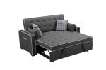 Austin 75" Modern Gray Fabric Sleeper Sofa with 2 USB Charging Ports and 4 Accent Pillows