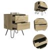 Nightstand Skyoner 2, Harpin Legs, Two Drawers, Light Oak Finish