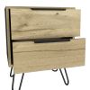 Nightstand Skyoner 2, Harpin Legs, Two Drawers, Light Oak Finish