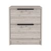 Nightstand Cervants, Two Drawers, Metal Handle, Light Gray Finish