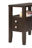 Contemporary Chairside Rectangular Table with Open Bottom Shelf Two Drawers 1Pc Side Table Brown Finish Flat Table Top Solid Wood Wooden