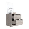 Nightstand Cervants, Two Drawers, Metal Handle, Light Gray Finish