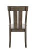 2pc Brown Oak & Gray Fabric Dining Chair Rustic Farmhouse Style Standard Dining Height Upholstered Seat Wooden Furniture