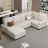 120" Modern U-Shaped Corner Sectional Sofa Upholstered Linen Fabric Sofa Couch for Living Room, Bedroom, Beige