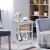 3-Tier Nightstand Sofa Side Table with Baffles and Round Corners