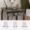 Side Table with Charging Station, Set of 2 End Tables with USB Ports and Sockets, Bedside Tables in Living Room, Bedroom, Dark Grey,17.32'' W x 17.32'