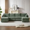 113.5'' Modular Sectiona Corduroy Sofa, Sectional Couches for Living Room U Shaped Sectional Couch with Storage Ottoman