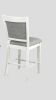 Farmhouse Style 2pc White & Gray Linen Counter Height Chair Bar Stool Footrest Wooden Furniture