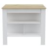 Kitchen Island Dozza, Three Shelves, White / Light Oak Finish